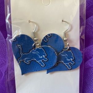 NFL Detroit Lions faux vinyl leather earrings